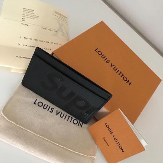 LOUIS VUITTON  ポルト カルト・サーンプル Supremeコラボカードケース/ケース/ブラック/エピ×シュプリーム M67753